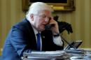 Trump speaks by phone with Merkel in the Oval Office at the White House in Washington