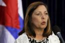 U.S. Division of the Ministry of Foreign Affairs Director General Josefina Vidal speaks at a news conference in Washington