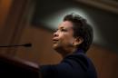 Loretta Lynch listens during her confirmation hearing before the Senate Judiciary Committee January 28, 2015 in Washington, DC