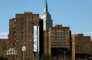 The Stuyvesant Town and Peter Cooper Village apartment complexes are seen in front of the Empire State Building in New York City