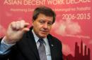 International Labour Organization director general Guy Ryder gestures in an interview with AFP in Manila on December 16, 2012