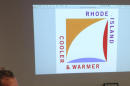Greg Nemes, of the design firm Work-Shop, displays the new logo for a campaign to attract tourism and business to Rhode Island, during an interview with The Associated Press in The Design Office, Tuesday, March 29, 2016, in Providence, R.I. The state released the logo this week, created by Milton Glaser, whose past work includes the iconic "I Love NY" logo. (AP Photo/Michelle R. Smith)