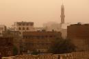 A sandstorm blows over the Yemeni capital Sanaa on April 3, 2015