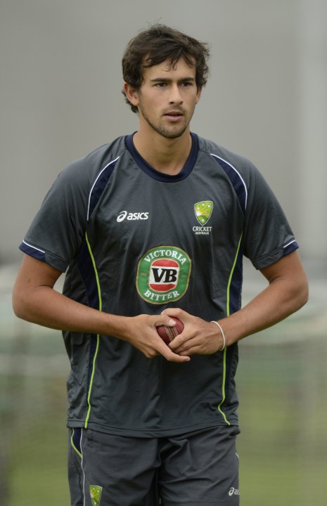 Australia's Agar prepares to bowl during a training session before Thursday's third Ashes test cricket match against England at Old Trafford cricket ground in Manchester