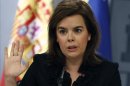 La vicepresidenta del Gobierno, Soraya Sáenz de Santamaría, durante la rueda de prensa posterior al Consejo de Ministros de hoy, 28 de junio. EFE