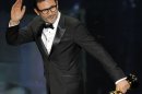 Michel Hazanavicius accepts the Oscar for best director for â€œThe Artistâ€ during the 84th Academy Awards on Sunday, Feb. 26, 2012, in the Hollywood section of Los Angeles. (AP Photo/Mark J. Terrill)