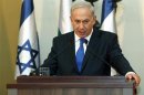 Israeli Prime Minister Netanyahu speaks during a joint news conference with his Bulgarian counterpart Borisov in Jerusalem