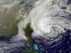 This NOAA satellite image taken Sunday, Oct. 28, 2012 shows Hurricane Sandy off the Mid Atlantic coastline moving toward the north with maximum sustained winds of 75 mph. Tens of thousands of people were ordered to evacuate coastal areas Sunday as big cities and small towns across the U.S. Northeast braced for the onslaught of a superstorm threatening some 60 million people along the most heavily populated corridor in the nation. (AP Photo/Weather Underground)