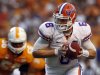Florida quarterback Jeff Driskel (6) turns to hand the ball off in the second quarter of an NCAA college football game against the Tennessee on Saturday, Sept. 15, 2012, in Knoxville, Tenn. (AP Photo/Wade Payne)