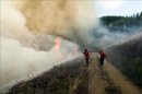 Bomberos portugueses trabajan en las labores de extinción de un incendio en Aveleira, en Arganil, Portugal. EFE/Archivo