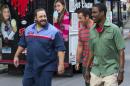 This film publicity image released by Columbia Pictures shows, from left, Kevin James, Adam Sandler and Chris Rock in a scene from "Grown Ups 2." (AP Photo/Sony - Columbia Pictures, Tracy Bennett)