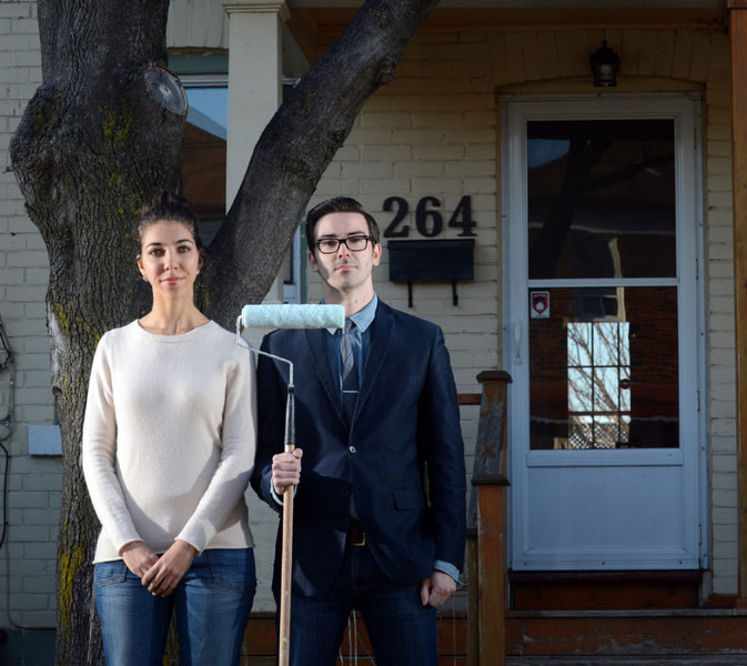 Carla Wintersgill  and Jesse McLean shown in front of their first home in Toronto,  ( April 4, 2012) 
