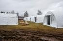 A temporary camp that will house about 200 asylum seekers at Revinge outside the city Lund in southern Sweden, a sight unseen in the Scandinavian nation since the Balkans war in the early 1990s