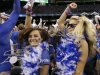 Kentucky fans cheer before the NCAA Final Four tournament college basketball championship game between Kentucky and Kansas Monday, April 2, 2012, in New Orleans. (AP Photo/David J. Phillip)