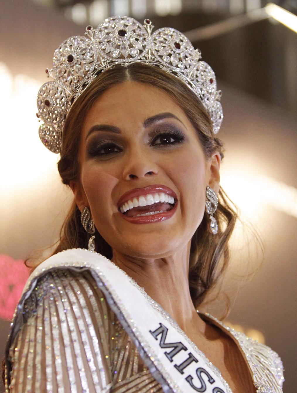 Miss Venezuela Gabriela Isler reacts at a news conference after winning the Miss Universe 2013 pageant in Moscow