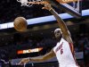 Miami Heat forward LeBron James dunks against the Chicago Bulls during the first half of Game 2 of their NBA basketball playoff series in the Eastern Conference semifinals, Wednesday, May 8, 2013, in Miami. (AP Photo/Lynne Sladky)