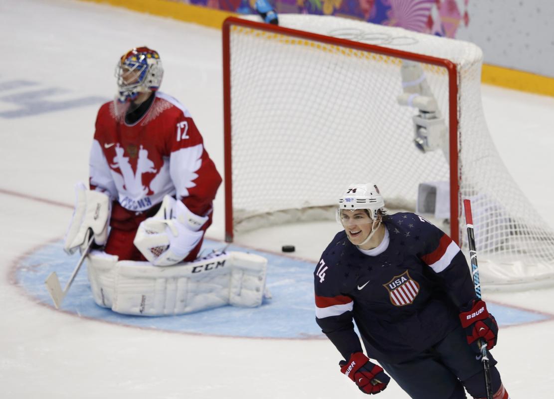 USA defeats Russia in an Olympic hockey shootout, 3-2 2014-02-15T153854Z_1875196393_LR2EA2F17GJRP_RTRMADP_3_OLYMPICS-ICEHOCKEY