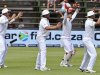 South Africa's players react as they appeal for an LBW decision against Pakistani batsman Misbah-ul-Haq during the third day of the first test cricket match in Johannesburg