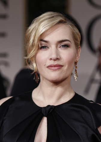 FILE- In this Jan. 15, 2012, File photo showing Kate Winslet arrives on the red carpet before the 69th Annual Golden Globe Awards in Los Angeles, USA. British actress Kate Winslet is to receive an honorary Cesar award next month from organizers of the French equivalent of the Academy Awards, for her body of work.(AP Photo/Matt Sayles, file)