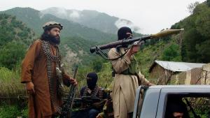 Pakistani Taliban patrol in their stronghold of Shawal …