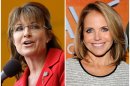 FILE - In this photo combo former Alaska governor and GOP vice presidential candidate Sarah Palin, left, and Katie Couric, right, are shown. Palin was the much-hyped guest co-host on NBC's 