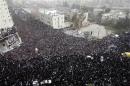 Ultra-Orthodox Jews take part in a mass prayer in Jerusalem