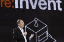 Amazon Senior Vice President Andy Jassy speaks during a keynote speech at the Re:Invent conference in Las Vegas