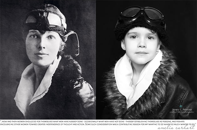 Emma poses as aviation pioneer Amelia Earhart (Jaime Moore)