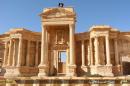 An image made available by Jihadist media outlet Welayat Homs on May 28, 2015 allegedly shows a flag of the Islamic State in the ancient city of Palmyra, a 2,000-year-old metropolis and an Unesco world heritage site