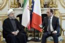 French President Francois Hollande meets Iran's President Hassan Rouhani at the Elysee Palace in Paris