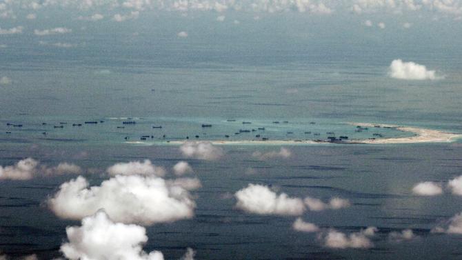 Alleged on-going reclamation by China on Mischief Reef in the Spratly group of islands of the disputed South China Sea is shown in May 2015