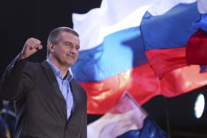 Crimea&#39;s Russia-backed leader Sergei Aksyonov gestures&nbsp;&hellip;