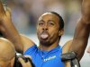 US athlete Aries Merritt wins the 110 meters hurdles and achieves a new world record of 12.80, at the Diamond League Memorial Van Damme athletics event at Brussels' King Baudouin Stadium, Friday, Sept. 7, 2012. (AP Photo/Yves Logghe)