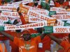 Ivory Coast supporters hold up team scarves ahead of their team's African Nations Cup (AFCON 2013) Group D soccer match against Togo in Rustenburg