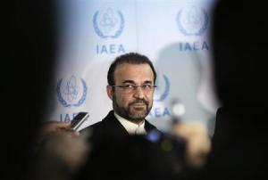 Iran&#39;s ambassador to the IAEA Najafi attends a news conference in Vienna