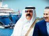Η θαλαμηγός του εμίρη του Κατάρ στη Σκιάθο. Το «Al Mirqab» είναι το πέμπτο μεγαλύτερο γιοτ στον κόσμο. Αριστερά ο εμίρης του Κατάρ Χαμάντ Μπιν Χαλίφα Αλ Θάνι και δεξιά ο πρωθυπουργός και υπ. Εξωτερικών της χώρας Χαμάντ Μπιν Τζασίμ Αλ Θάνι.