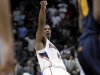 Atlanta Hawks' Joe Johnson watches his shot go in for two points in the final seconds of quadruple overtime of an NBA basketball game against the Utah Jazz on Sunday, March 25, 2012, in Atlanta. Atlanta won 139-133. (AP Photo/David Goldman)
