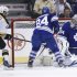 Bruins' Krejci scores on Maple Leafs' Reimer during the second period in Game 4 of their NHL Eastern Conference quarter-final hockey playoff series in Toronto