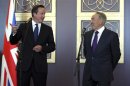 Kazakhstan's President Nursultan Nazarbayev and Britain's Prime Minister David Cameron attend a Kazakh-British business forum in Astana