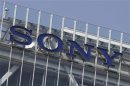 A logo of Sony Corp is pictured atop the company headquarters in Tokyo