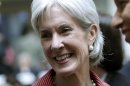 US Health and Human Services Secretary Sebelius smiles before the 64th World Health Assembly at the United Nations European headquarters in Geneva