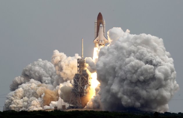 Space shuttle Atlantis lifts off from Pad 39A at the Kennedy Space Center in Cape Canaveral, Fla., Friday, July 8, 2011. The STS135 mission, the final shuttle flight, will bring supplies to the intern