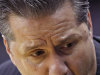 Kentucky head coach John Calipari talks with his team during the second half of a 71-64 loss to Vanderbilt in an NCAA college basketball game in the championship game of the 2012 Southeastern Conference tournament at the New Orleans Arena in New Orleans, Sunday, March 11, 2012. (AP Photo/Gerald Herbert)