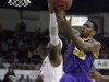Tennessee Tech's Kevin Murphy (55) grabs a rebound from Murray State's Edward Daniel (2) in the first half of an NCAA college basketball game on Friday, March 2, 2012, in Nashville, Tenn. (AP Photo/Wade Payne)
