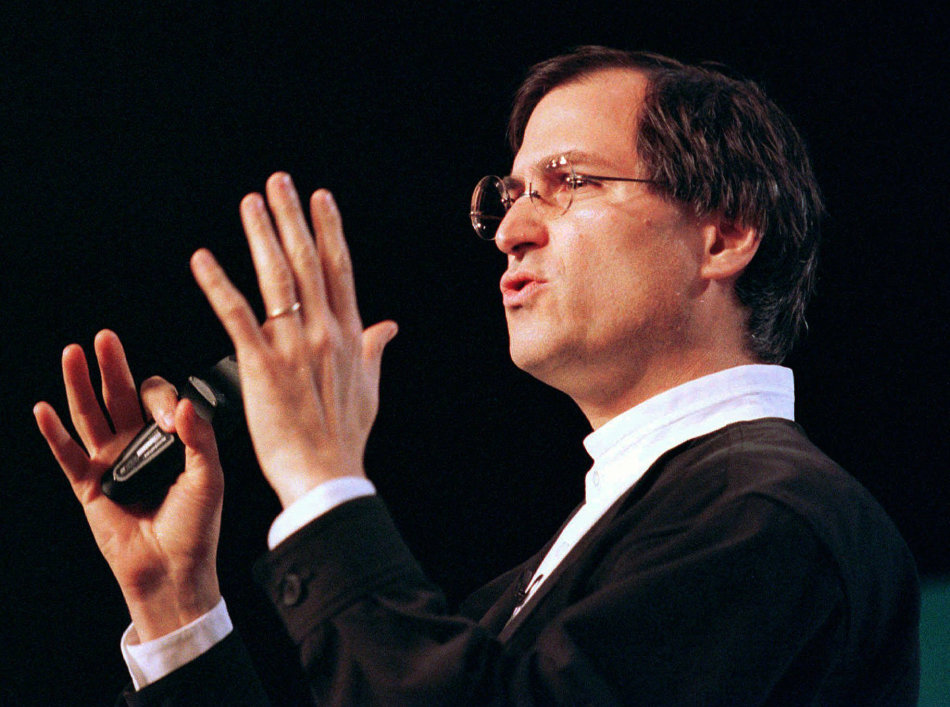 1997 - Steve Jobs, chief executive of Pixar, speaks at the MacWorld trade show in San Francisco. Apple Inc. said Jobs died Wednesday, Oct. 5, 2011. He was 56. (AP Photo/Eric Risberg, File)