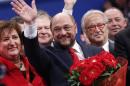 European Parliament President Schulz waves during a pre-election congress of the Party of European Socialists (PES) in Rome