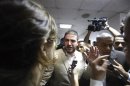 Osama Mohamed Mursi, son of Egypt's ousted President Mohamed Mursi, speaks to the media after a news conference in Cairo
