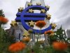 Structure showing the Euro currency sign is seen in front of the ECB headquarters in Frankfurt