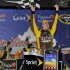 Kyle Busch celebrates winning the NASCAR Sprint Cup Series auto race at Richmond International Raceway in Richmond, Va., Saturday, April 28, 2012. (AP Photo/Clemment Britt)