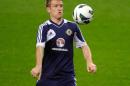 Dean Shiels takes part in a training session at the Dragao Stadium in Porto on October 15, 2012
